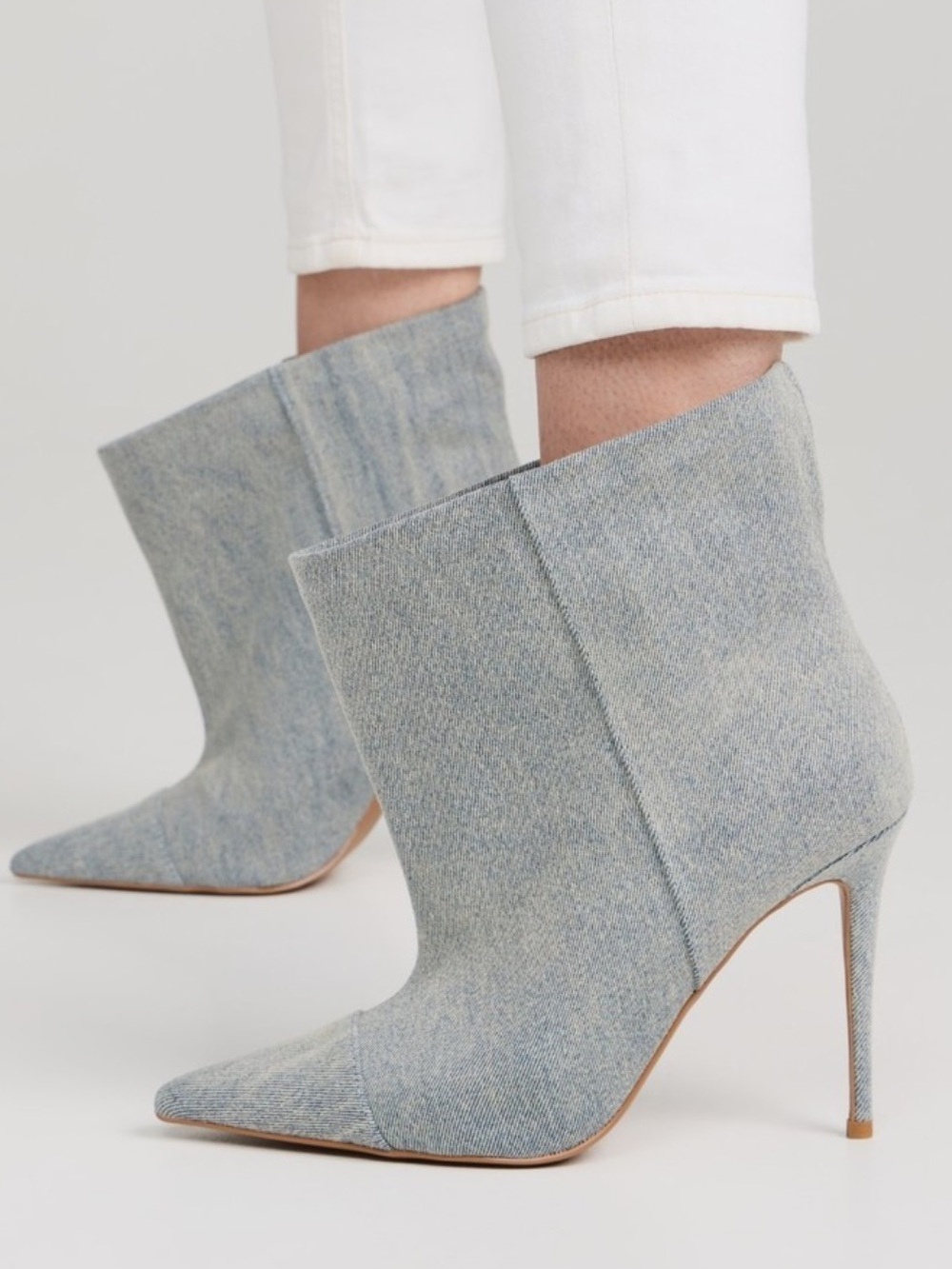 GOOD AMERICAN Blue Denim Slouchy Ankle Boots